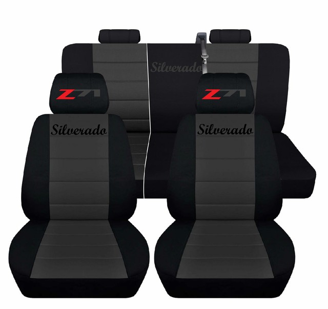 Truck Seat Covers 2014-2018 Chevy Silverado Black Charcoal Personalized