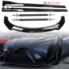 For Toyota Camry Front Bumper Lip Splitter Spoiler Side Skirts Glossy Black