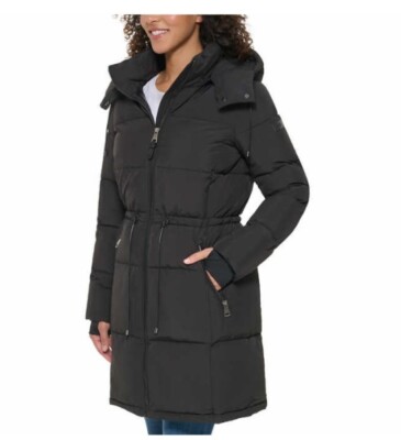 New DKNY Woman's Long Hooded Puffer Jacket Coat Variety Color & Sizes