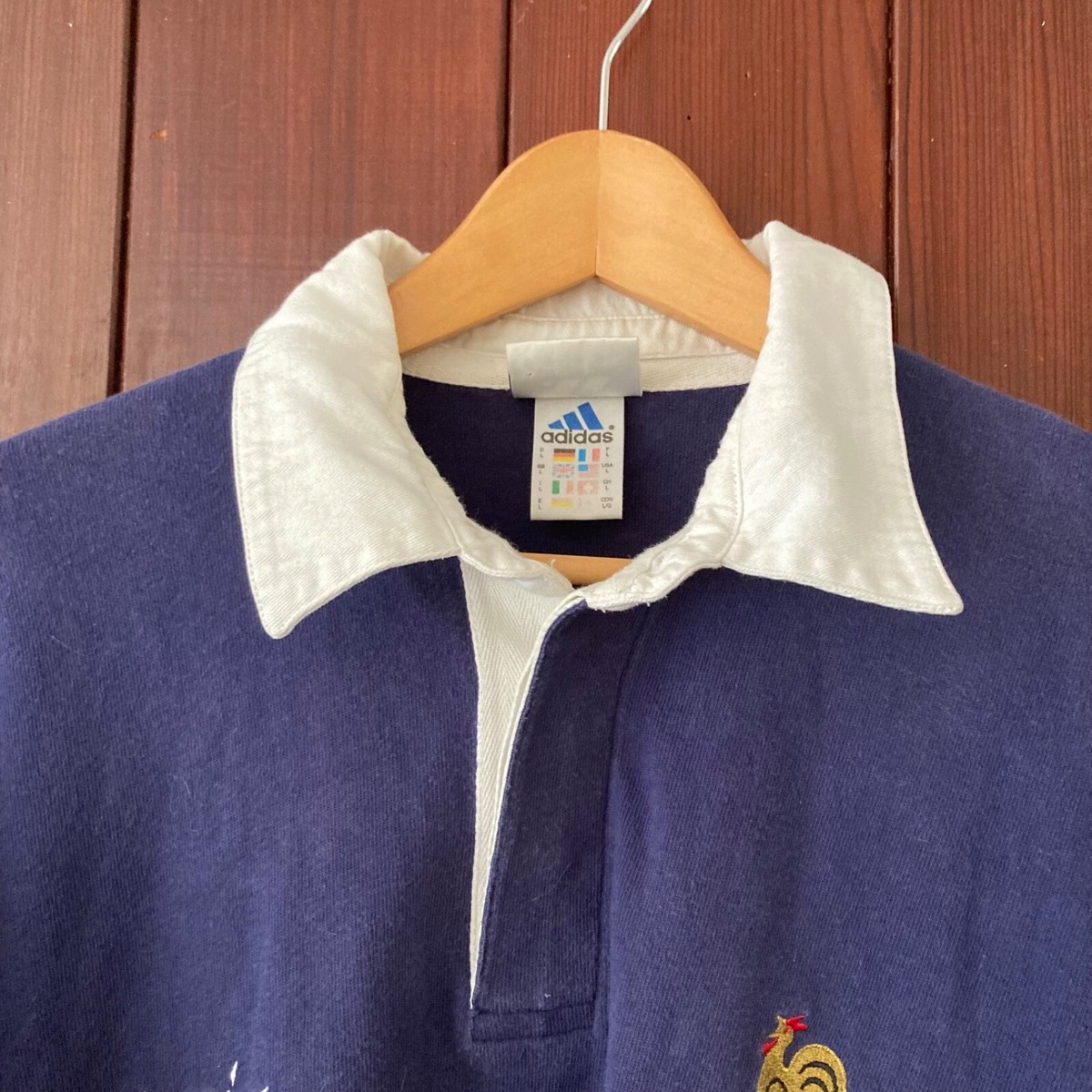 VTG 90s Adidas France FFF Les Blues Futbol Soccer Jersey Polo
