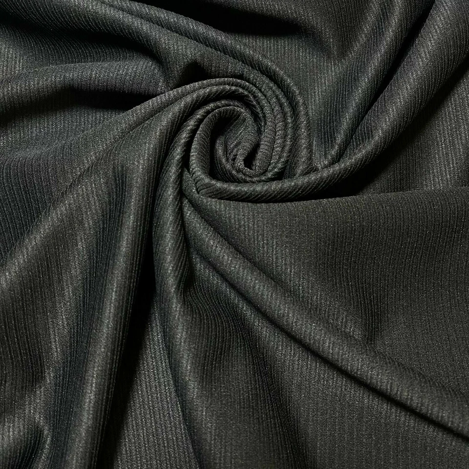 Black Ribbed Viscose 4 Way Stretch Spandex Jersey Dress Cuffing Fabric 150cm  - Image 2 of 4