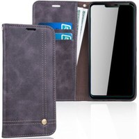Lg G7 Handy HüLle Schutz Tasche Case Flip Cover Wallet Schale Etuis Grau