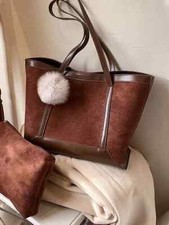 Borsa amplia shopper donna marrone manici tracolla spalla pelle sintetica B060