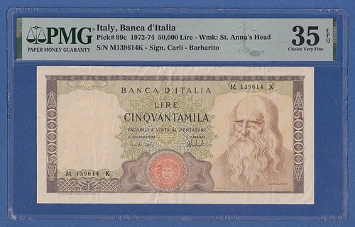 ITALY / ITALY -- PMG 35 EPQ - 50000 LIRE (16.5.1972) - CHOICE VERY FINE - P.99c