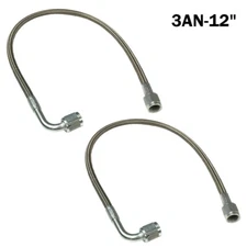 2Pcs Stainless Braided TFE Brake Line Straight x 90° -3 Brake Hose- 3 AN 12"-60"