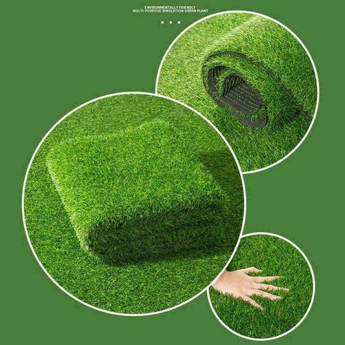 Artificial Grass Carpet Green Fake Synthetic Garden Turf Lawn Mat Landscape Mat - Picture 3 of 13