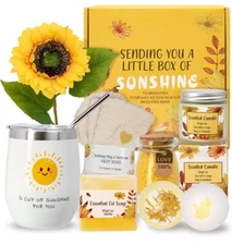 Little Box of Sunshine Gift Basket for Women-8-Piece Care Package New