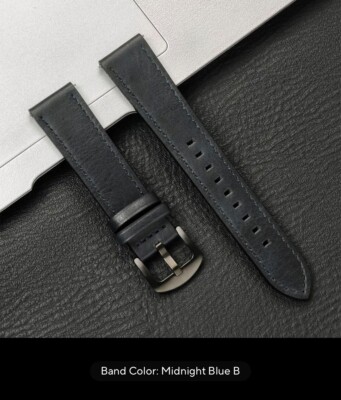 Eache   Leather Watch Band Stainless/DLC Coated Buckle Options (Quick Release)