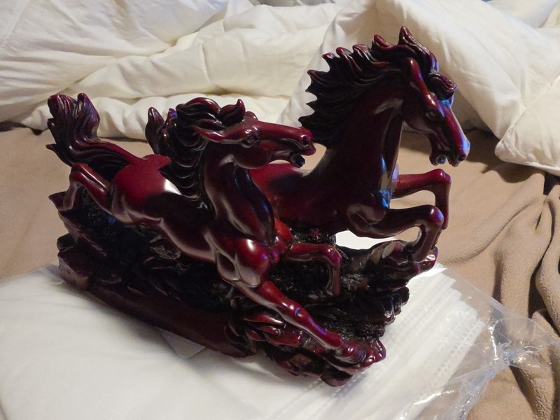Two Red Running Victory Horses for Feng Shui and Vastu Idol Statue Showpiece