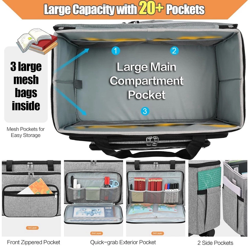 Teacher Bag with Detachable Dolly Multifunctional Rolling Tote Bag - Image 3 of 4