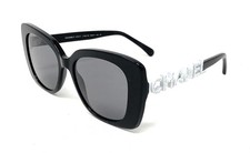 CHANEL CH5422B 1026/S4 Black White Square Sunglasses Gray Lenses 53-17-140