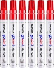 Paint Pens Paint Markers Red - 6 Pack Permanent Markers Oil Based for Metal Wood