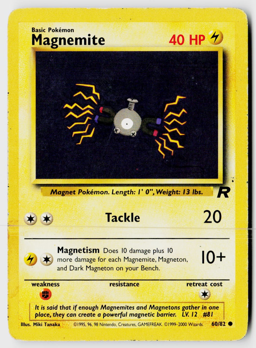 Magnemite 60/82 Common Team Rocket Pokemon Unlimited Heavily Played