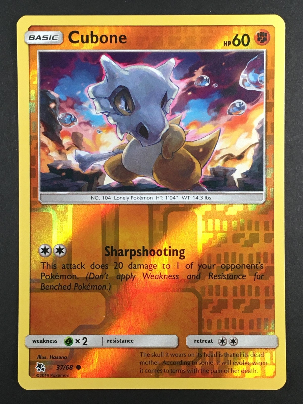 Pokemon TCG Cubone 37/68 Hidden Fates Reverse Holo Common NM