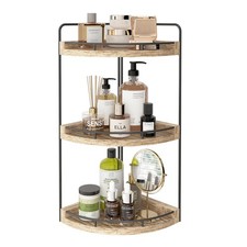 Corner Bathroom Counter Organizer, 3 Tier Rustic Bathroom Organizer, Wood Cou...