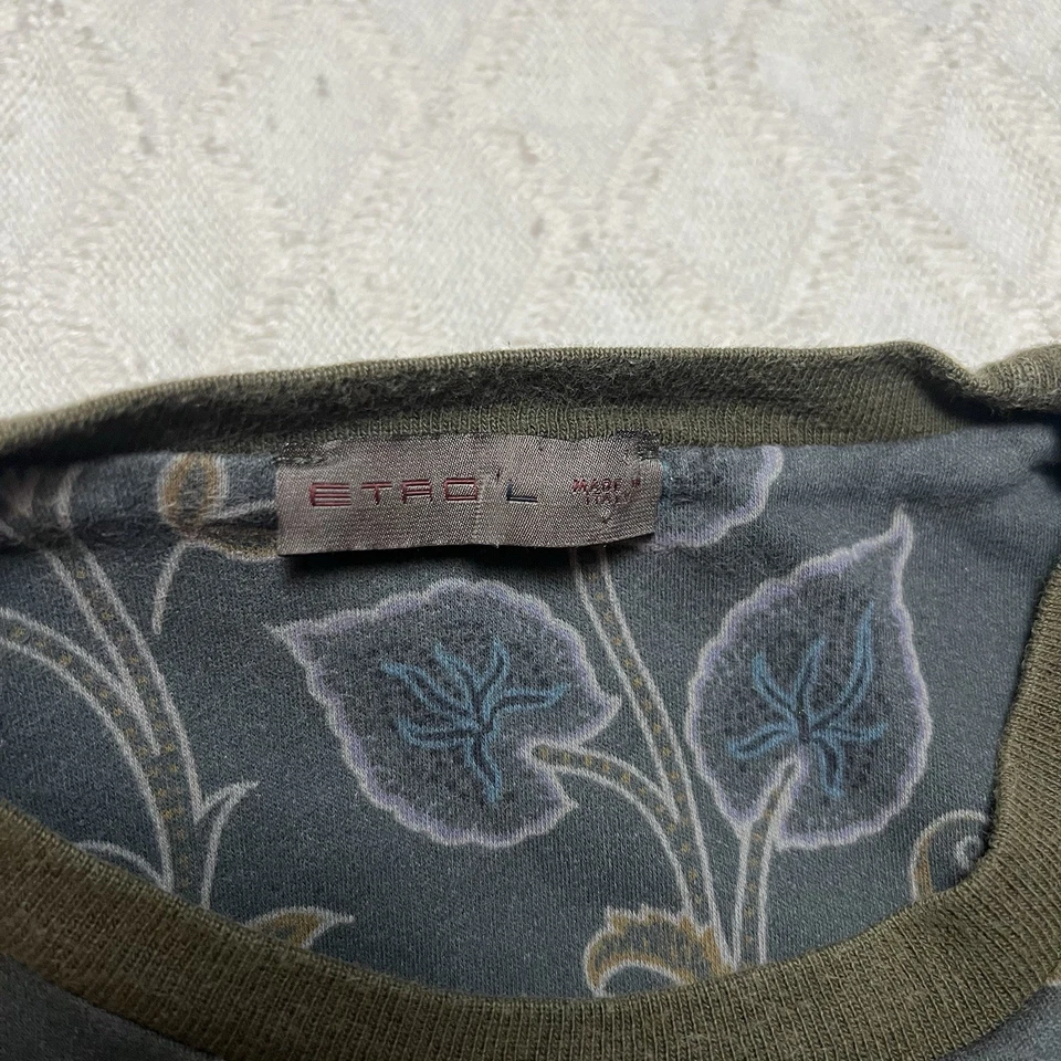 Camiseta de algodón con estampado de flores multicolor Etro para mujer manga corta Italia talla M Foto 3 de 4