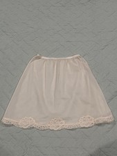 Vintage Lorraine Lingerie White Half Slip Lace Hem Nylon Small USA Made