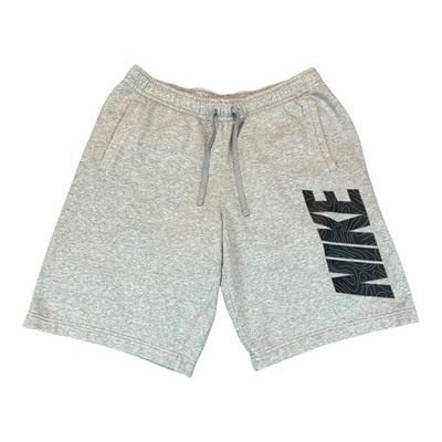 Nike NSW Fleece Shorts Men's L Gray Topography Graphic Gym Lounge 10'' Inseam
