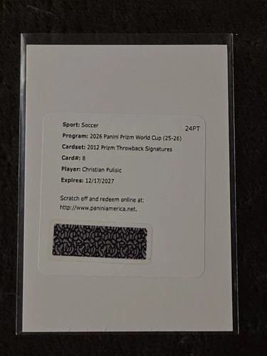Christian Pulisic 2025-26 Panini Prizm World Cup 2012 Throwback Redemption Auto
