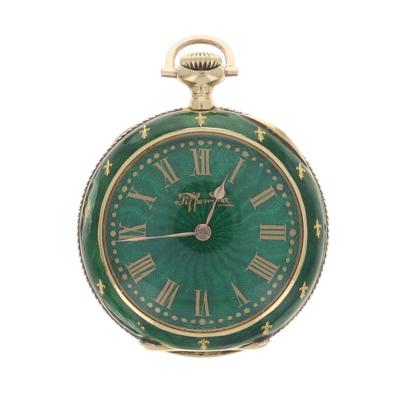 Tiffany & Co. Victorian Ladies Open Face Pocket Watch - Gold 18k Fleur-de-lis
