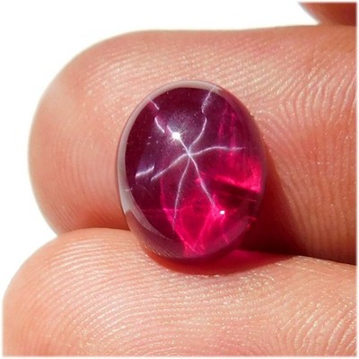 Natural Red Ruby Star 6 Rays Oval Cabochon Loose Gemstone 06.10Cts.