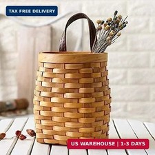 hanging wicker basket Hand-Woven Wood Storage Basket Portable Wall Hanging Flowe
