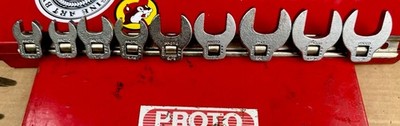 PROTO Crowfoot Socket Set: Alloy Steel, Chrome, 9 Tools, 3/8 in Drive Size