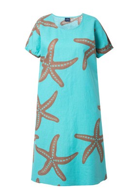 Laurasøn Damen Leinenkleid 1 2 Arm Rundhalsausschnitt 838874