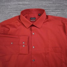 Van Heusen Men 2XL Regular Fit Stretch Dress Shirt Red Stripe 18-18.5 34/35
