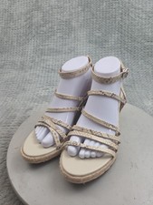 Vionic Ayda Espadrille Wedge Sandals Womens Size 8.5 Beige Snake Print Buckle