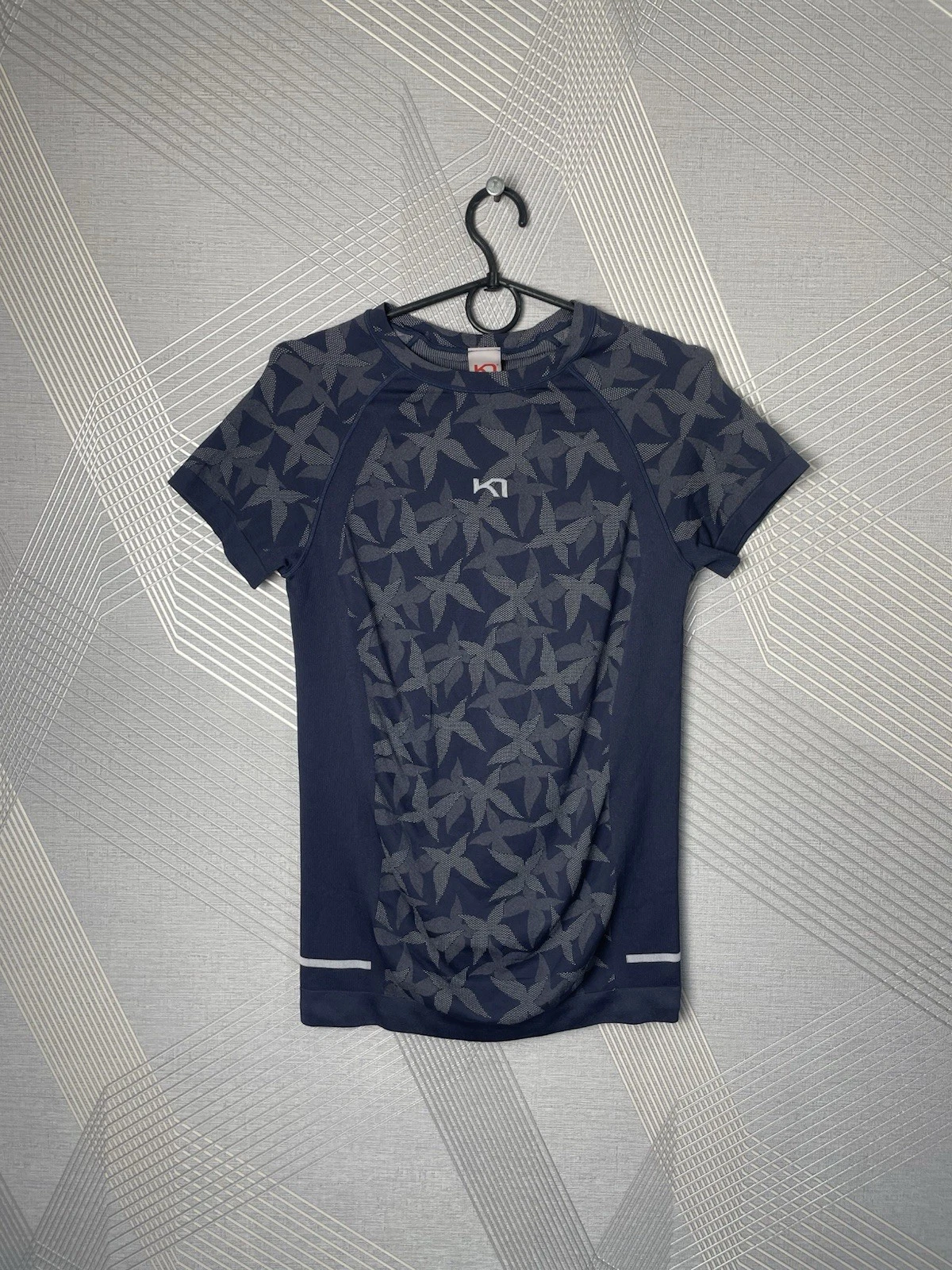 Kari Traa Running T-Shirt Blue Butterfly Pattern Size L-XL Thermo