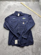 Carhartt FR Shirt Mens Small S Blue Long Sleeve Work Wear CAT 2 NFPA 2112