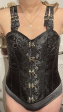 Pretty Ladies Black Basque Front Clipped Back Laced Adjustable Shoulder Straps