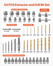 Screw Extractor Set with Drill Bits, 54 Pieces, Easy Out Nut Bolt Extractors and