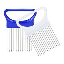 2Pcs Ruooson Onion Holder for Slicing, Stainless Steel Prongs Kitchen White