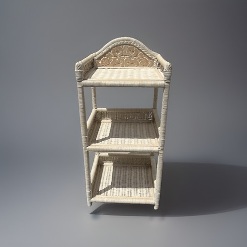 Wicker-rattan 3 tier Pier 1 shelving Vintage Cottage core home decor