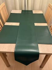 Faux Leather  Table Runner + 4 Place Mats Various Colours Personalised