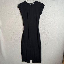 Reformation Size 0 Black Midi Dress With Cap Sleeves & Back Cutout Design