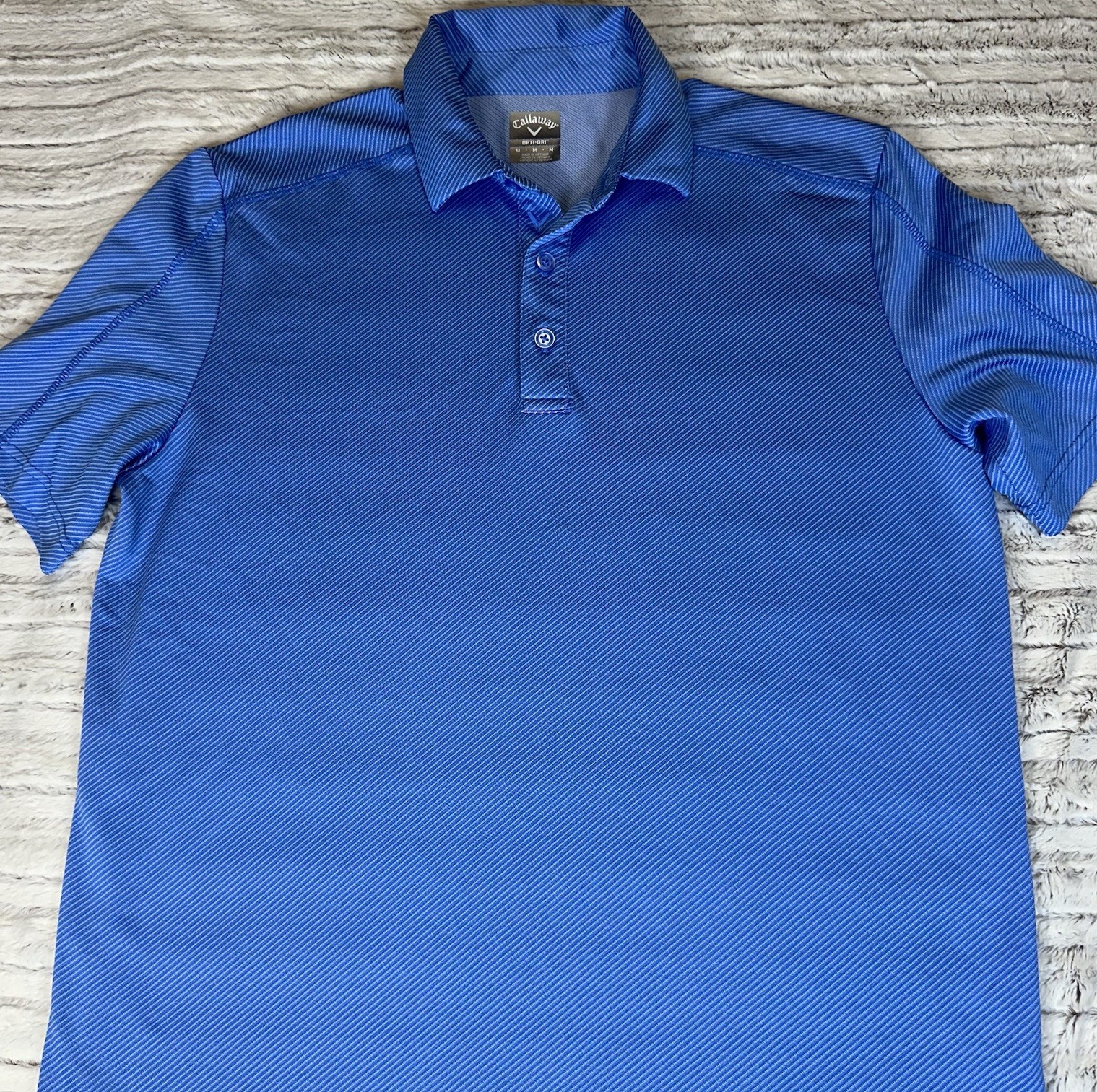 Callaway Opti-Dri Polo Shirt Men’s Medium Blue Striped Performance Golf