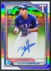 2024 Bowman Chrome Yolfran Castillo Auto Refractor /499 1st Prospect Rangers LG4
