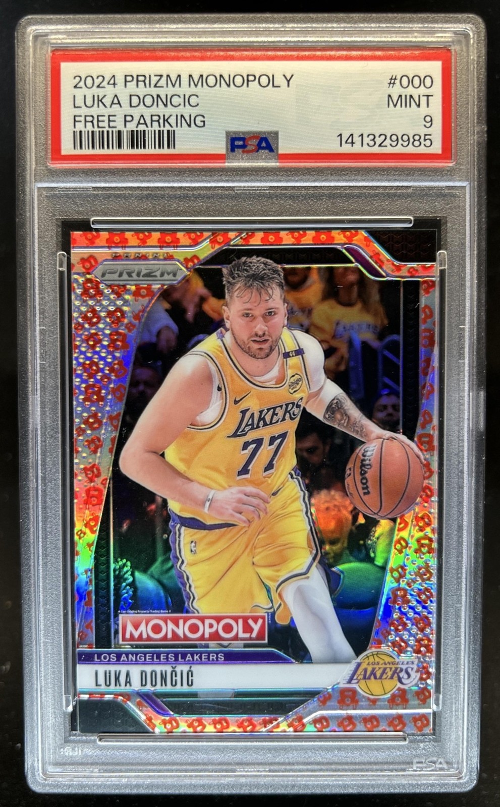 2024-25 Panini Prizm Monopoly Luka Doncic Free Parking #000 Lakers PSA 9 view 1