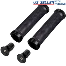 Ergonomic Rubber Bicycle Handlebar Bike Grips, with Aluminum Alloy End Plugs