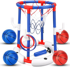 Floating Pool Basketball Hoop, Water-Fillable Stable Base 2-In-1 Basketball