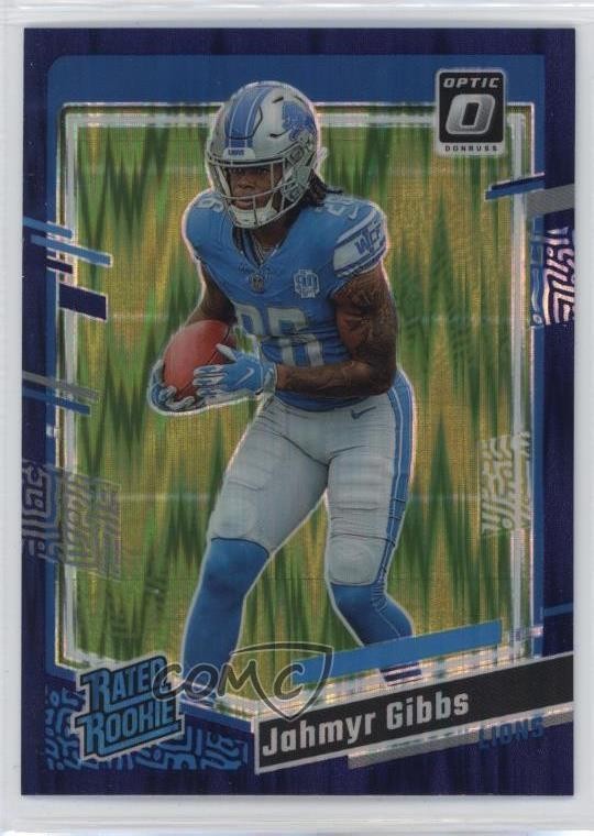 2023 Panini Donruss Optic Purple Shock Prizm Jahmyr Gibbs #236 Rookie RC