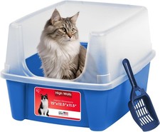 IRIS USA Cat Litter Box Large Open Top with High Sided Walls Tall Scatter Shield
