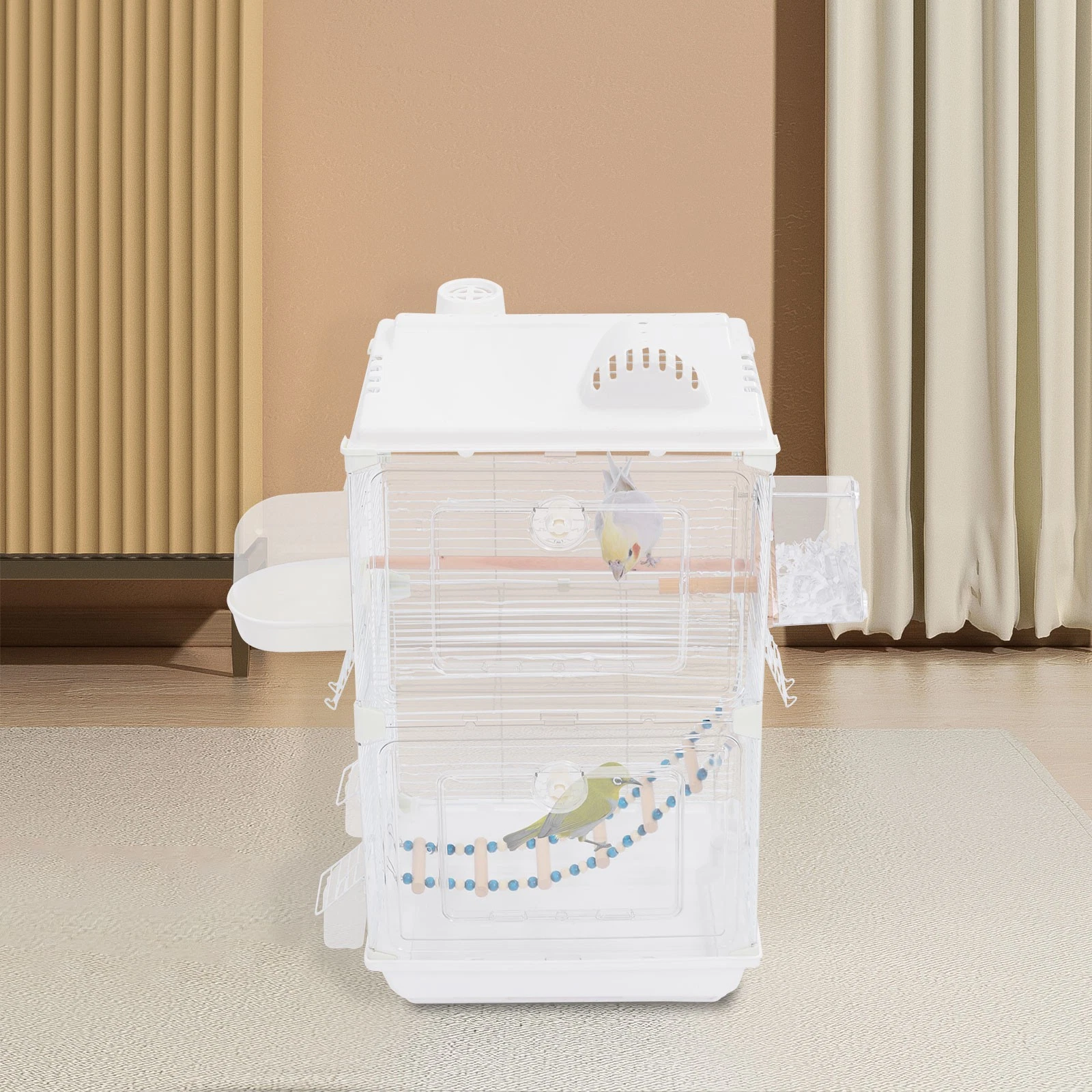 Bird Cage Double Cage Parrot Cage White Is Suitable For Many Kinds Of Birds.