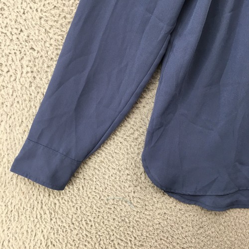 J.Crew Mercantile Peasant Blouse Womens 2 Blue Long Sleeve Pleated Front Casual - Picture 5 of 16