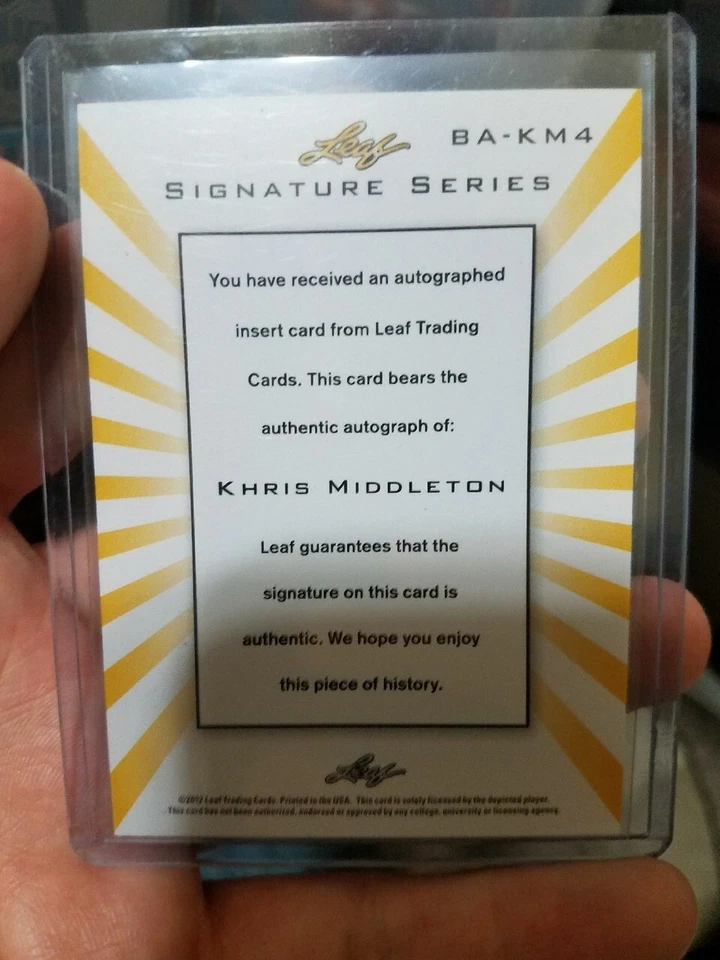 LOTE SERIE KHRIS MIDDLETON 2012 FLEER RETRO NOVATO SENSACIÓN HOJA FIRMA AUTOMÁTICA Foto 4 de 4