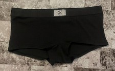 NWT VICTORIA'S SECRET BLACK SILVER RHINESTONE BLING THICK BAND BOYSHORT PANTIES