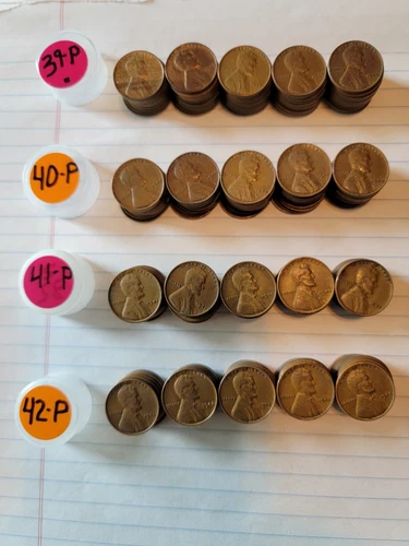 1939, 1940, 1941 & 1942 - P - Wheat Pennies